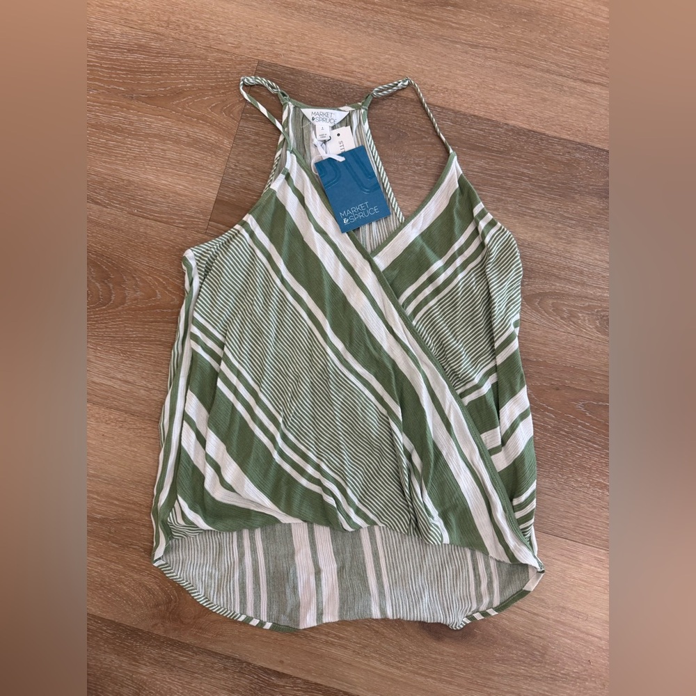Market & Spruce Olive and White Striped Camisole